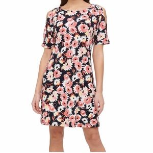 Tommy Hilfiger Dahlia Cold Shoulder Floral Dress A-line Navy blue White Size 8